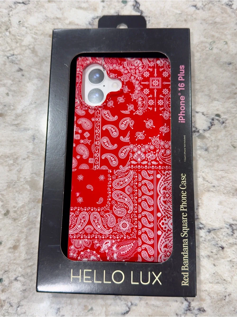 New Hello Lux iPhone 16 Plus Red Bandana Square Phone Case